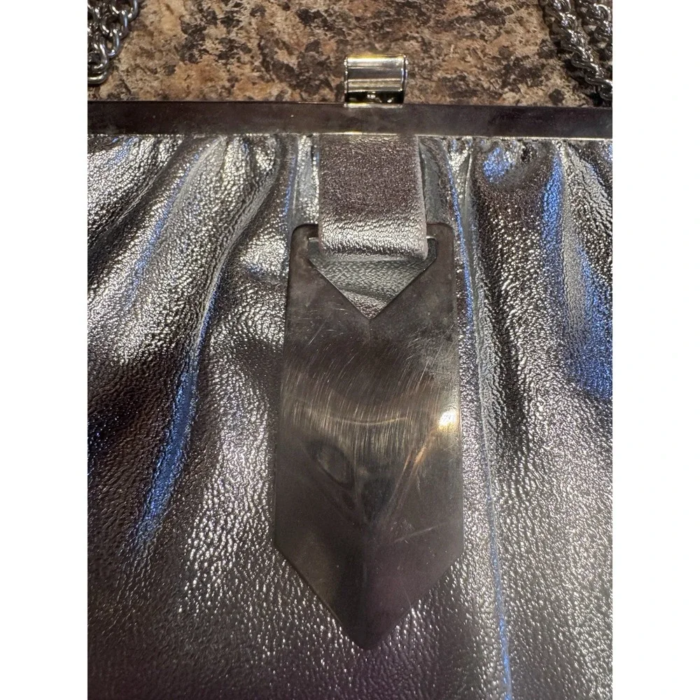 Vintage Art Deco Silver Metallic Handbag &Coin Purse Chain Strap Mirrored Clip‎